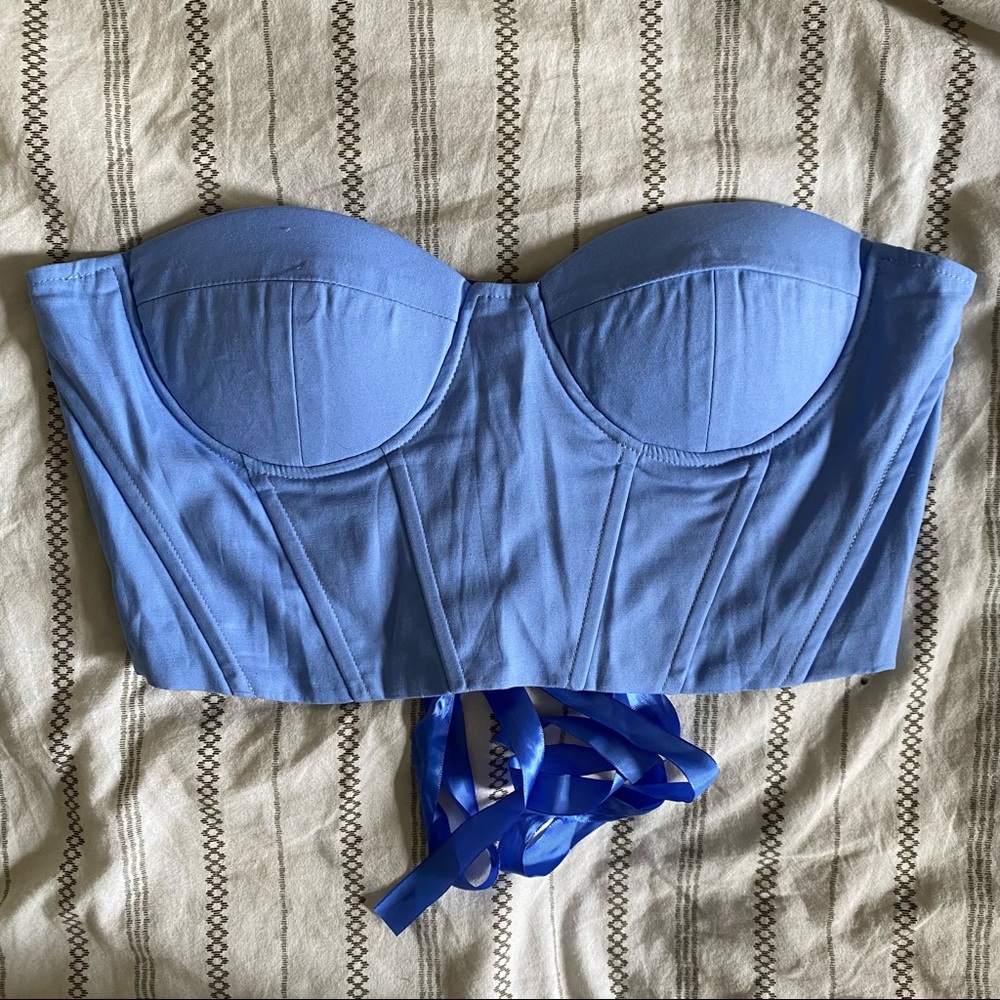 SHEIN Strapless Lace up Corset